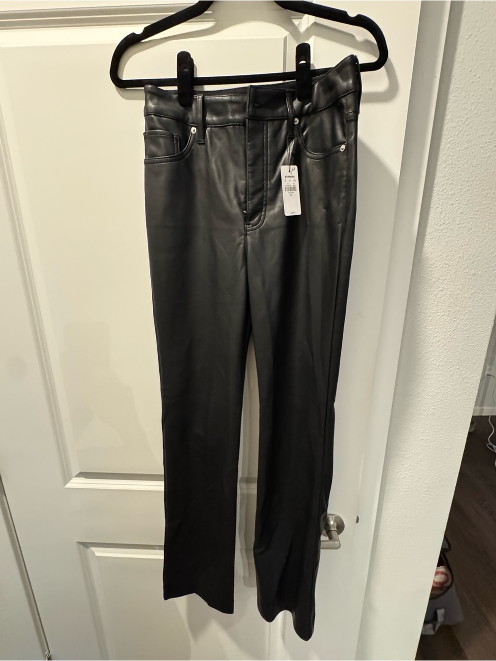 Express Black Faux Leather Straight-Leg Pants